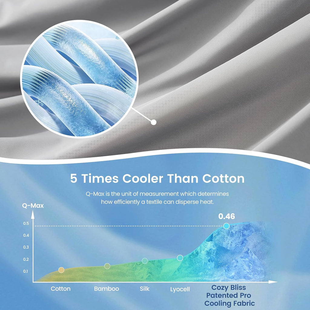 Cooling Comforter Queen Size x Sorona Viscose Natural Fiber, Reversible Silky Smooth Cooling Blanket with Q-Max>0.45
