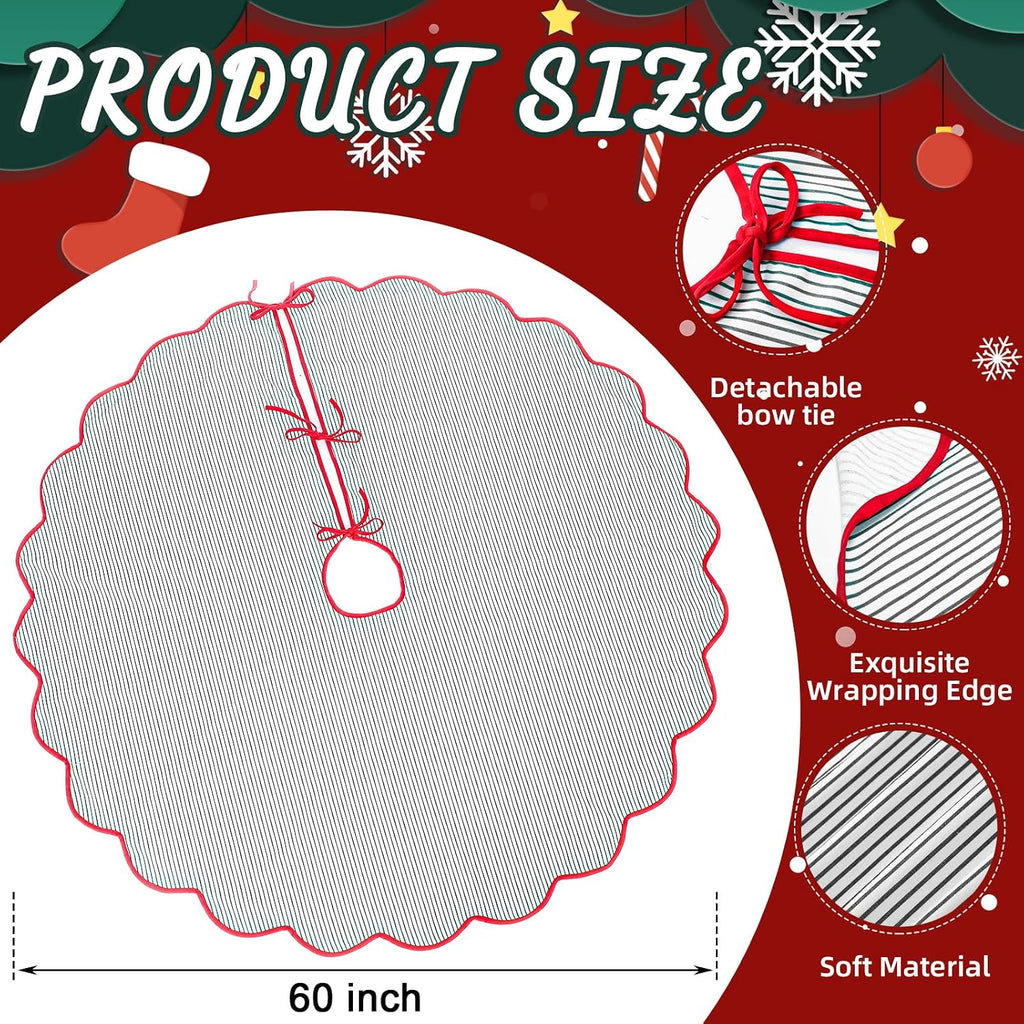 Christmas Tree Skirt Cotton Floral Block Tree Skirt in Nature Color Xmas Party Seasonal Holiday Decoration Indoor