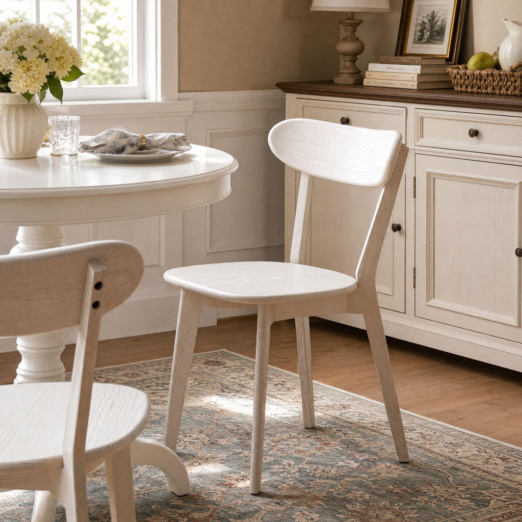 Dining Chairs, Kitchen Chairs, 100% Oak Solid Wood Modern Chair with Curved Backrest Kitchen & Dining Room Chairs