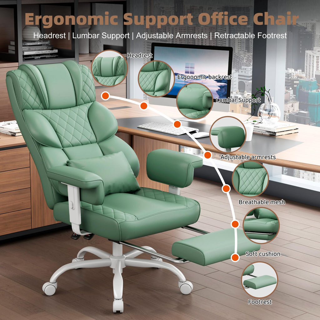 Office Chair, Desk Chair with Soft Adjustable Armrests, Ergonomic High Back Gaming Chair with Lumbar Support