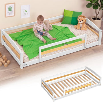 Floor Bed with Safety Guardrails, 2 Openings and 14 supportive slats