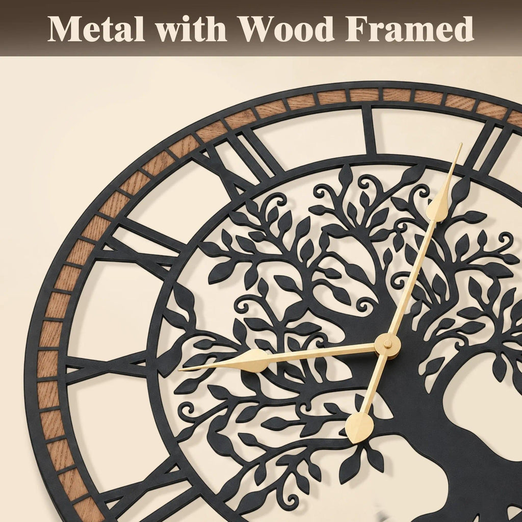 Large Wall Clock Decorative: 30 Inch Tree of Life Battery Operated