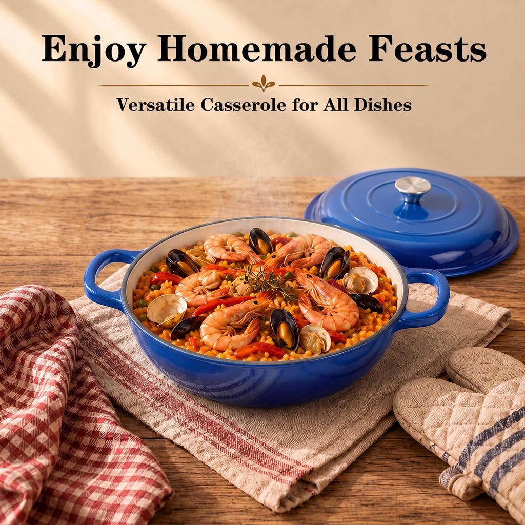 5-Piece Enameled Cast Iron Cookware Set with Lids, Skillet, Frying Pan, Saucepan and Dutch Oven for All Stovetops