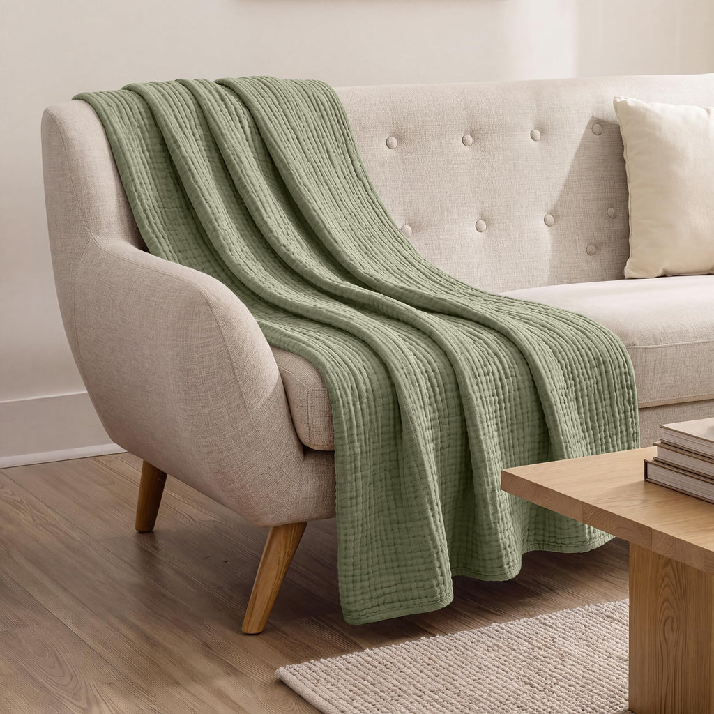 Muslin Throw Blanket 46" X 68" Sage - Throw Blanket