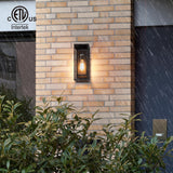 14" Classic Outdoor Wall Sconce 1 Light in Matte Black Rectangular Metal Frame and Clear Glass Shade Waterproof Porch