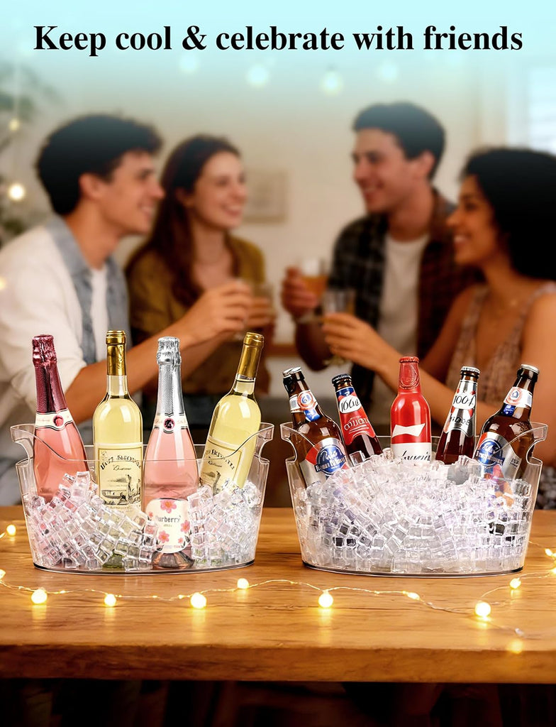 7L Ice Buckets for Parties, 2-Pack Clear Acrylic Champagne Bucket - Set of 2
