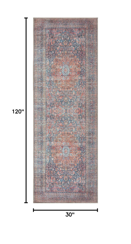 Washable Non-Slip 10 ft Runner - Multicolor Traditional Medallion Runner, and Kitchen - Exact Size: 2.5' x 10'