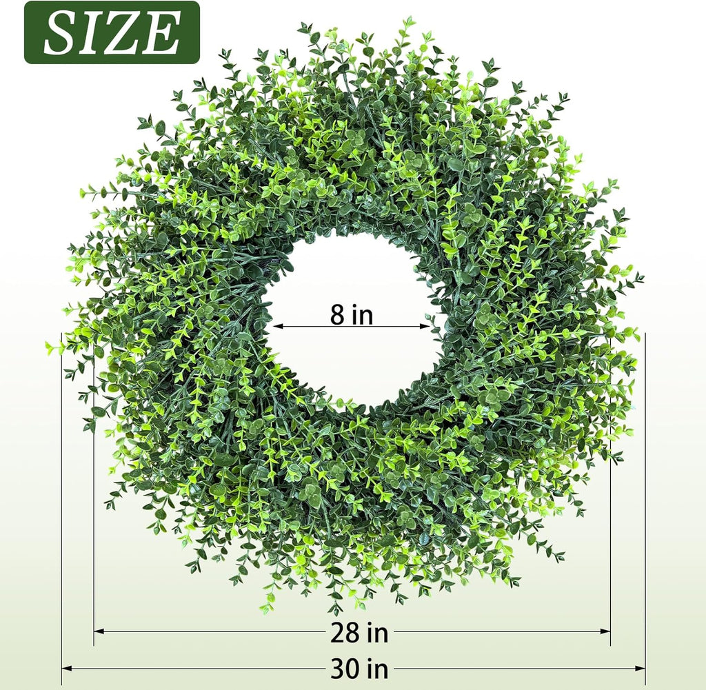 28In Large Boxwoods Door Wreaths for Front Door Spring Summer Outside All Season Green Year Round Artificial Greenery