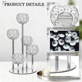 5-Arm Crystal Tealight Candelabra Centerpiece, 14.8 Inch Metal Candle Holder for Table Decor, Wedding, Christmas