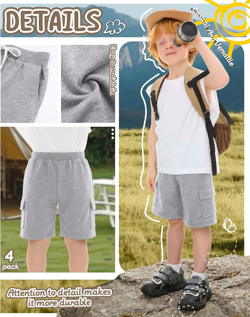 4 Pack Toddler Boys Pull-On Cargo Athletic Shorts