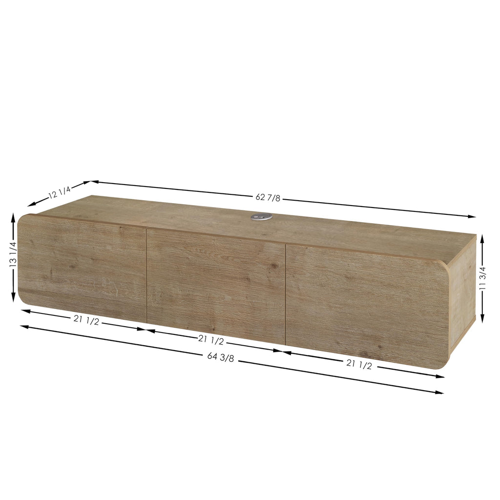 Mobili Modern Floating TV Stand Wall Mounted for 80 Inch TV, Oak Entertainment Center and TV Stands, Entertainment