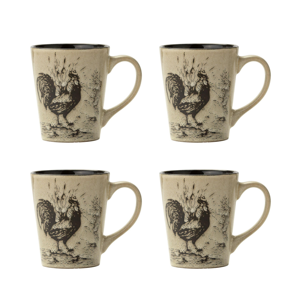 Homespun Rooster 16-Piece Dinnerware Set, Service for 4 Brown
