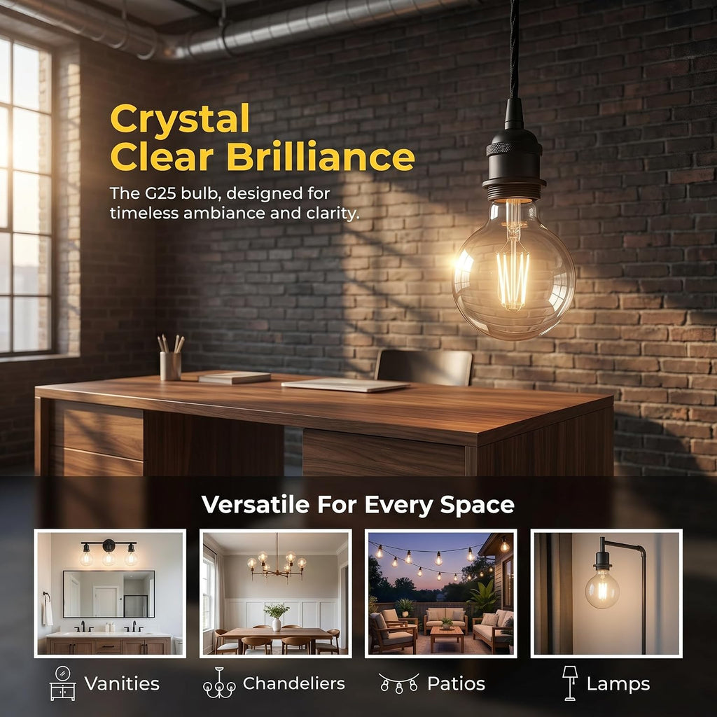 G25 Crystal Clear Bulbs, 4-Pack