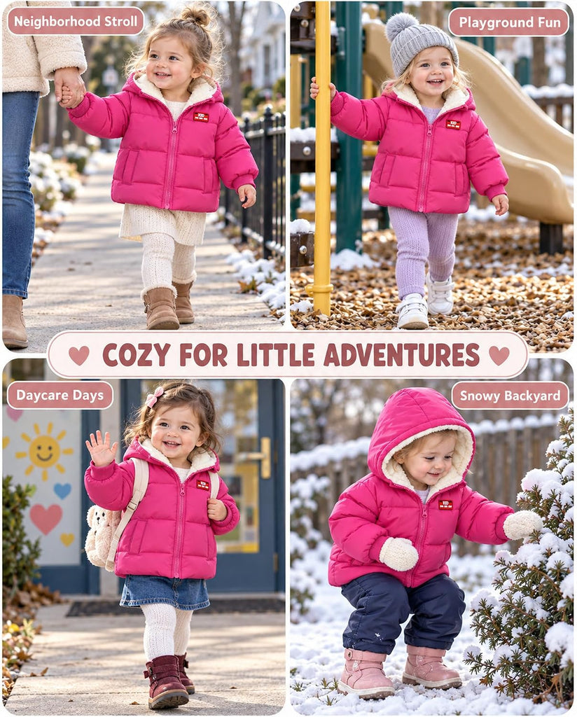 Baby Toddler Hooded Winter Coat Fleece Lined Puffer Jacket