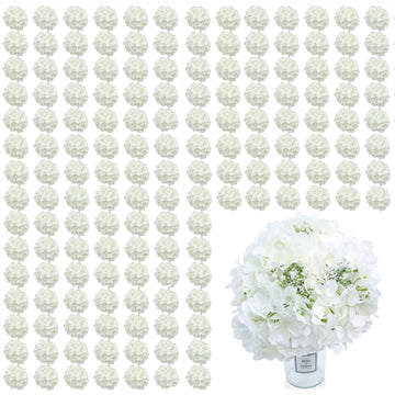 105 Pcs White Hydrangeas Artificial Flowers Bulk White Silk Flowers with Stems Realistic Fake Hydrangeas Heads DIY