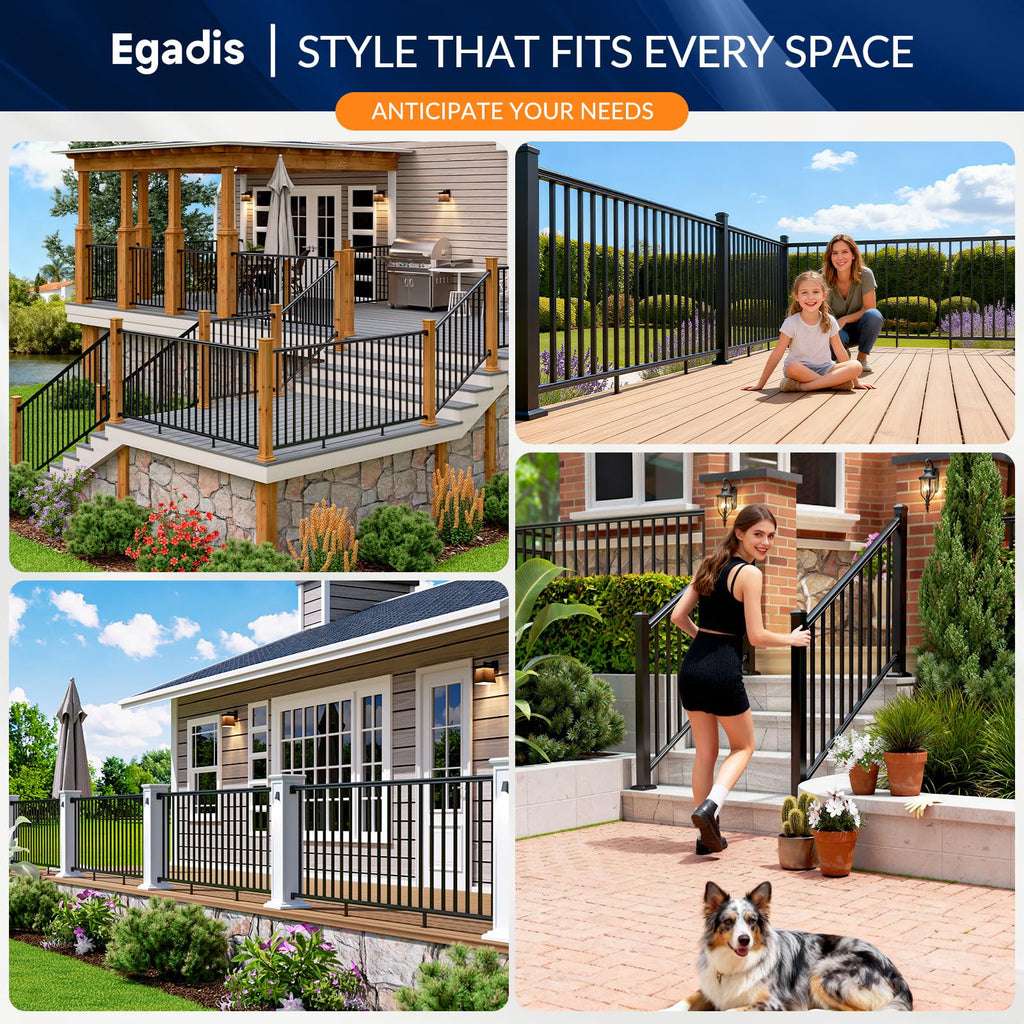 42 in x 8 ft Aluminum Porch and Deck Railing Kit Without Post