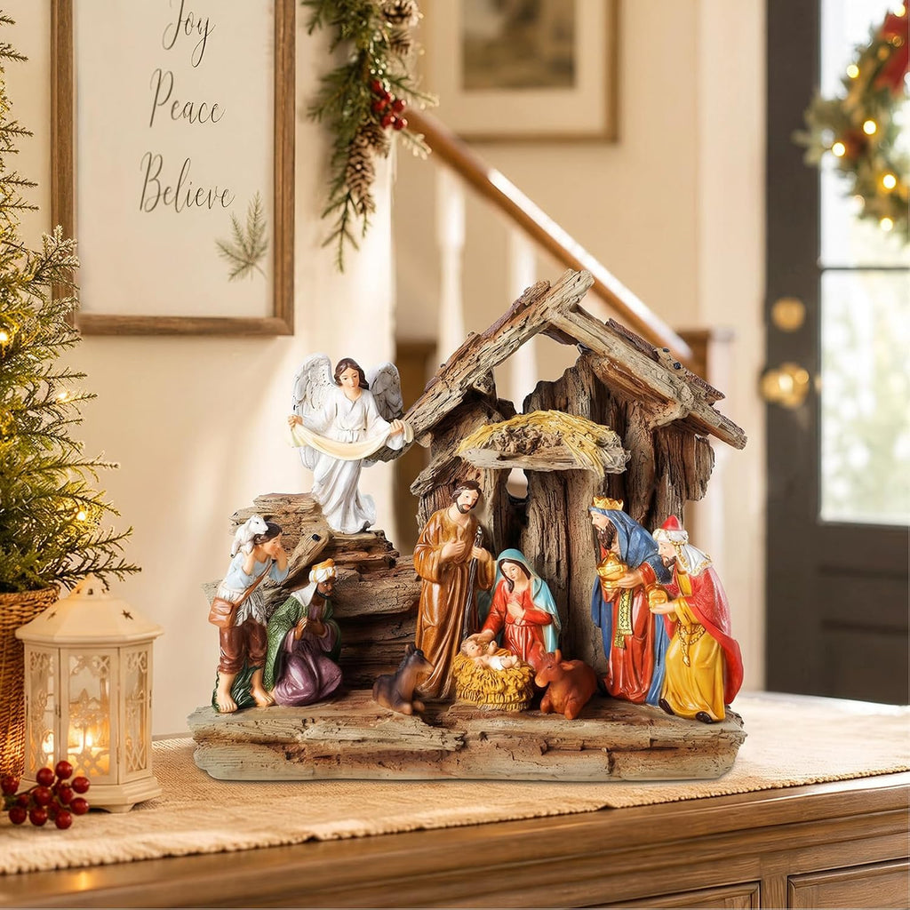 Nativity Set Indoor, Lighted Nativity Scene for Christmas Decoration