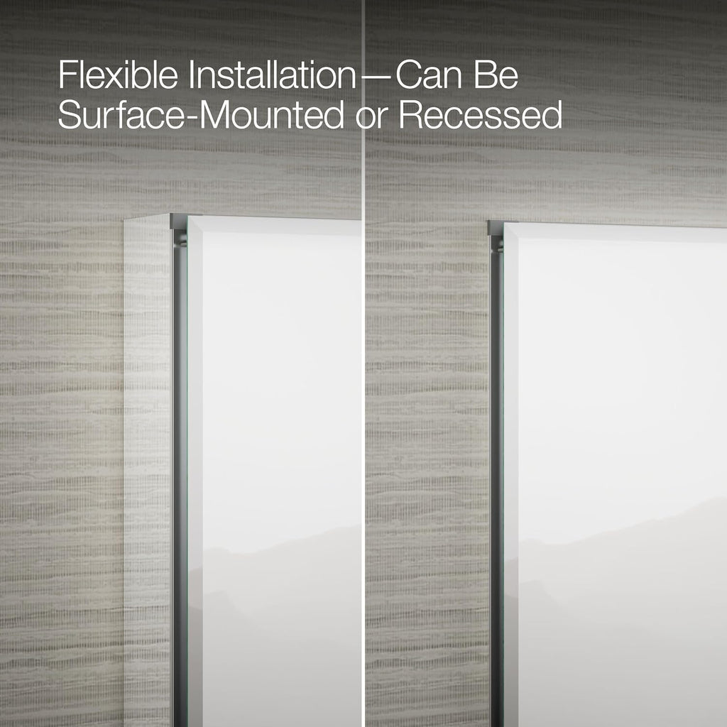CB-CLC1526FS Frameless Bathroom Mirror Medicine Cabinet, Single Door, Rectangular Beveled Edge Frame, Bathroom