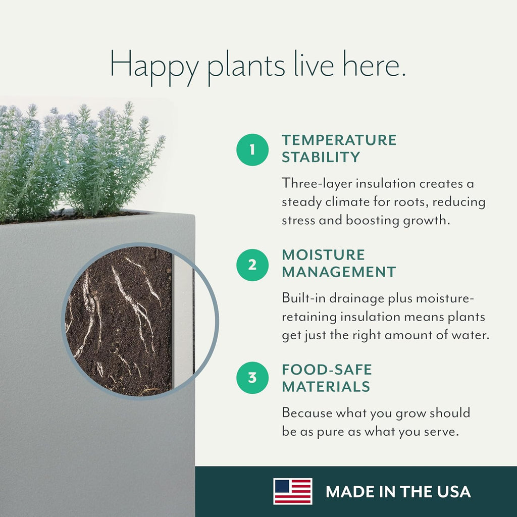 Milan Rectangular Trough Planter - 46" x 17" x 19" - Large Lightweight Indoor/Outdoor Planter Box - Modern Stone-Look