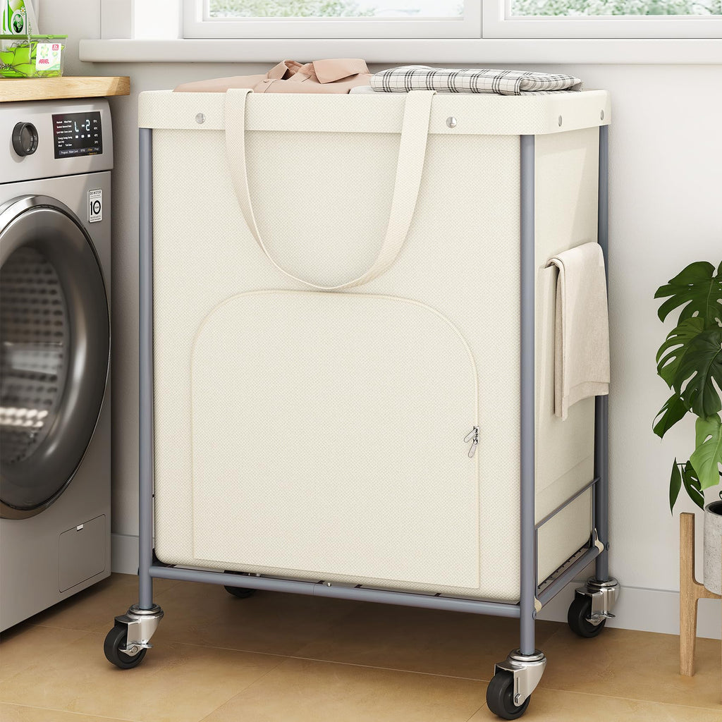 170L Large Laundry Basket with Wheels, Rolling Laundry Hamper Easy Access Clothing Minimizes Bending, Laundry Cart