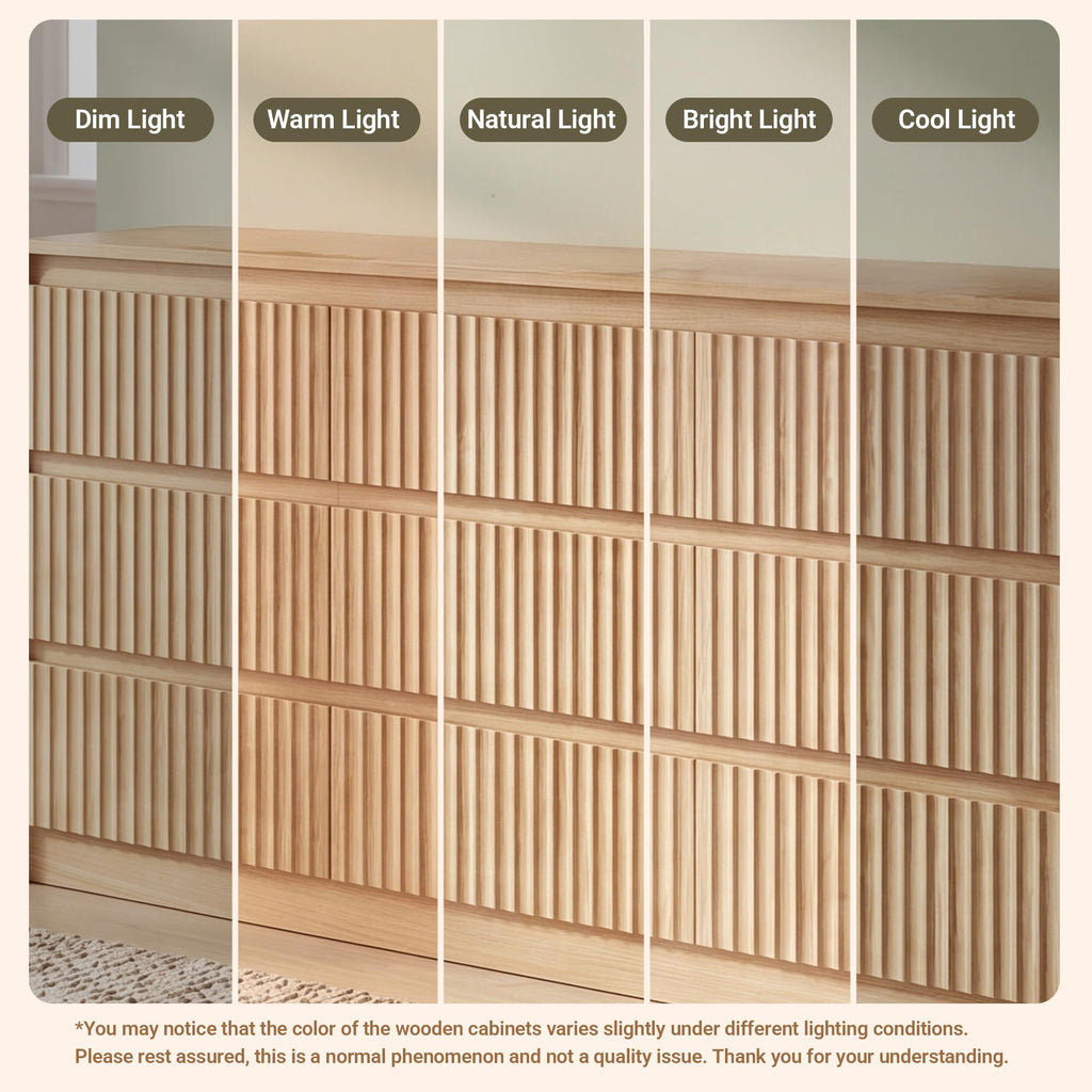 9 Drawer Dresser, 55" Wide Wooden Dresser Chest of Drawers, Curved Anti-Collision & Anti-Tipping Design, Mid Century