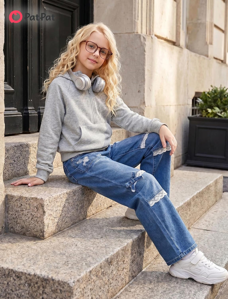 Girls Fleece Hoodie Zip Up Crop Sweatshirts Cotton Tops with Pockets