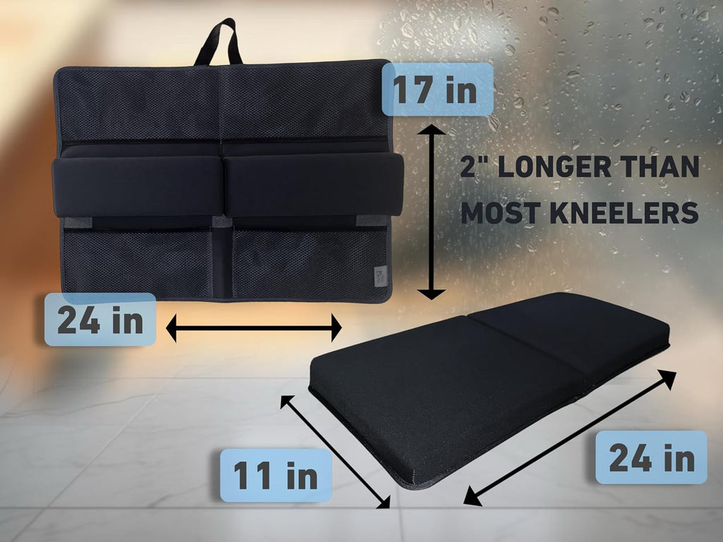 NEW Luxury Bath Kneeling Pad and Elbow Rest Set - THICK SOFT Bath Kneeler Pad and Bath Toys Organizer with Pockets