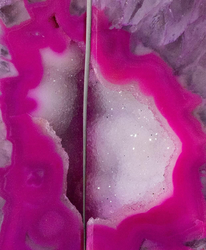 Pink Agate Geode Bookend with Felt Bottom Plus Includes Bonus Minerals (4 to 5 lb)