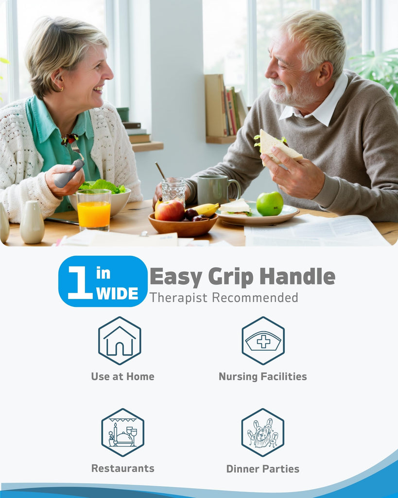 Adaptive Utensils (4-Piece Set) Weighted 7 Oz Each- Weighted Utensils for Hand Tremors and Parkinson's Patients