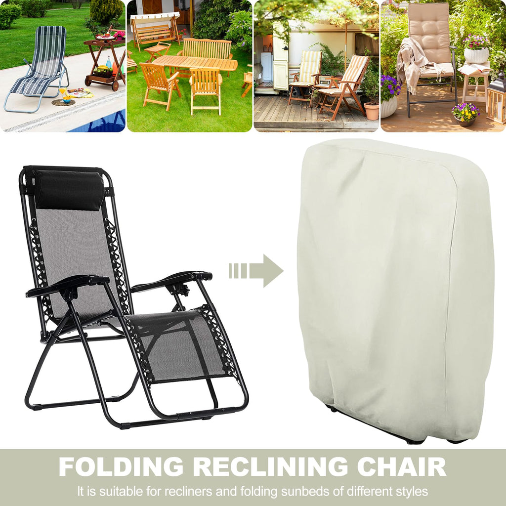 Outdoor Folding Chair Covers 2PCS, Zero Gravity Chair Cover 28" W x 13" D x 43" H, Waterproof 210D Oxford Funiture