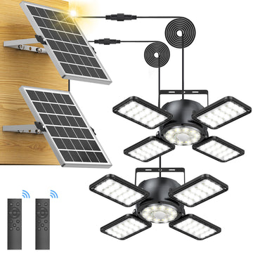 Solar Shed Light Outdoor Indoor Upgrade 4 and 1 Heads Motion Sensor Pendant Light Daytime Work Light