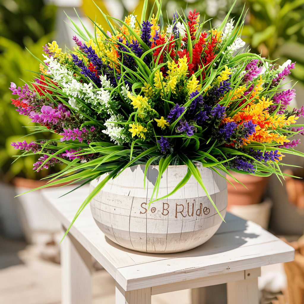 48 Bundles Artificial Lavender Flowers for Outdoor, UV Resistant