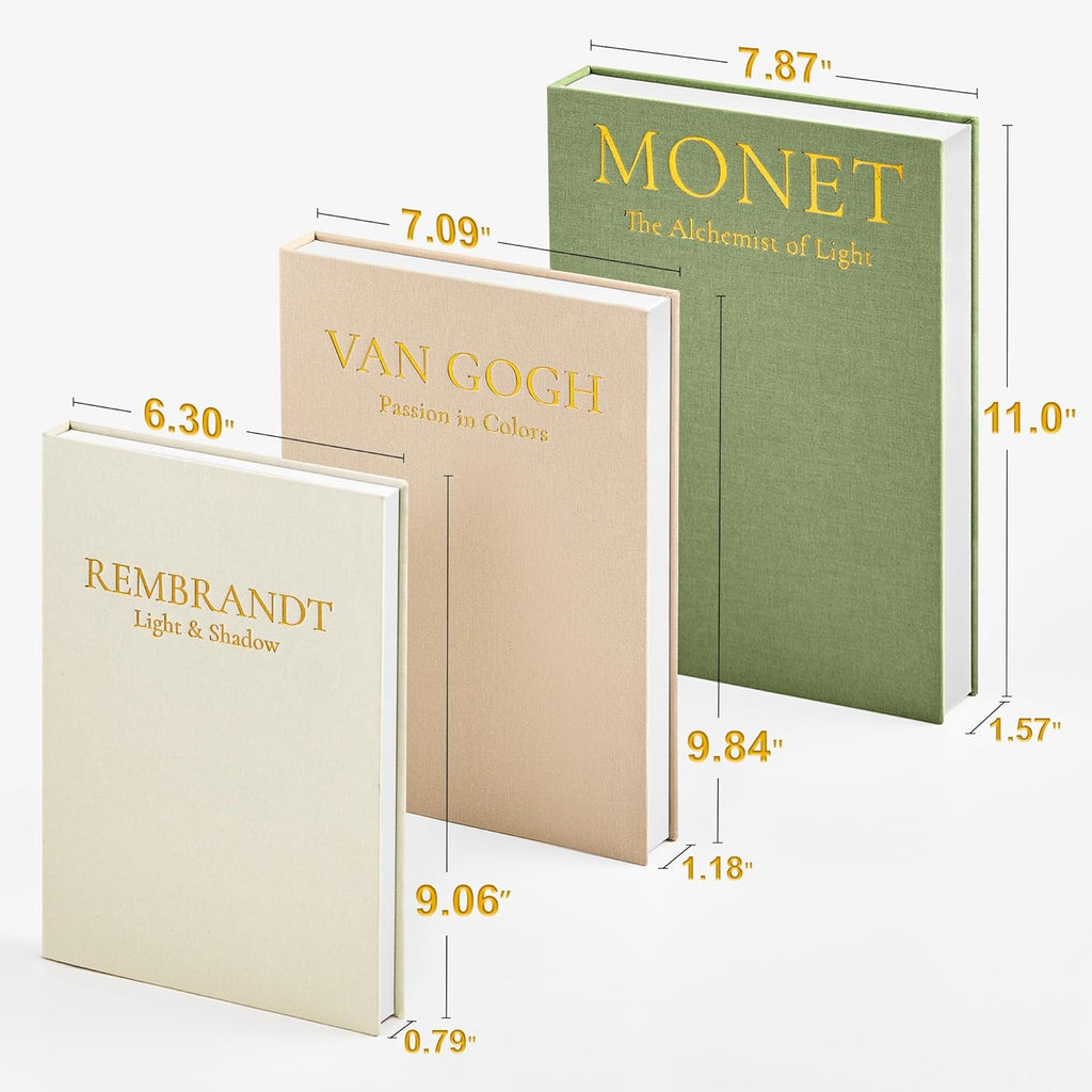 Aesthetic Decorative Books, Set of 3 Linen Faux Book Boxes, Sage | Stylish Storage Boxes Decor, Photo Organization, &