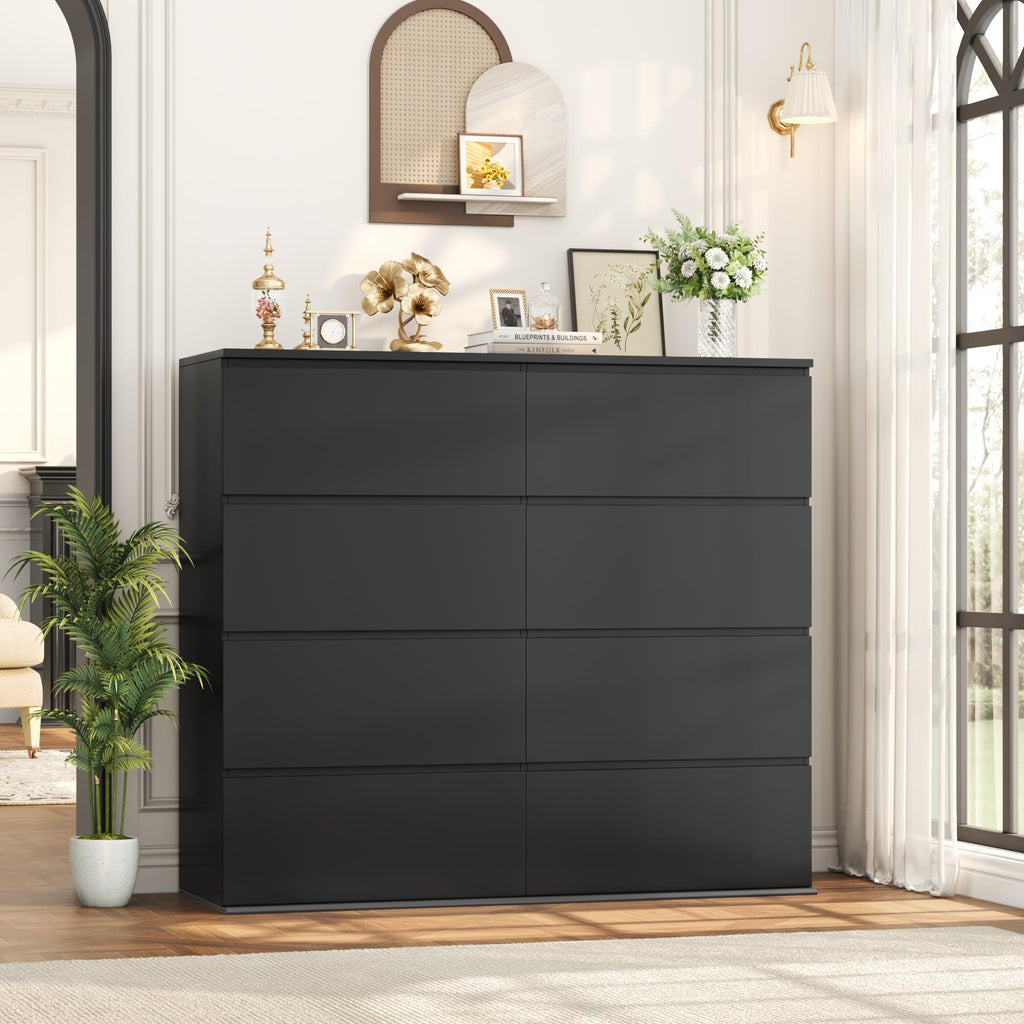 Black Dresser, Dresser, 8 Drawer Chest of Drawers