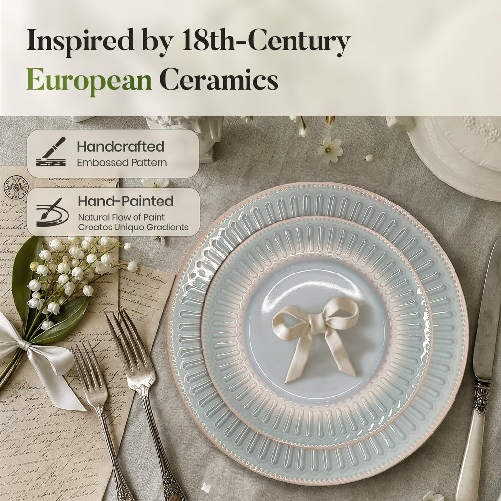 24-Piece Stoneware Dinnerware Set for 8, Blue