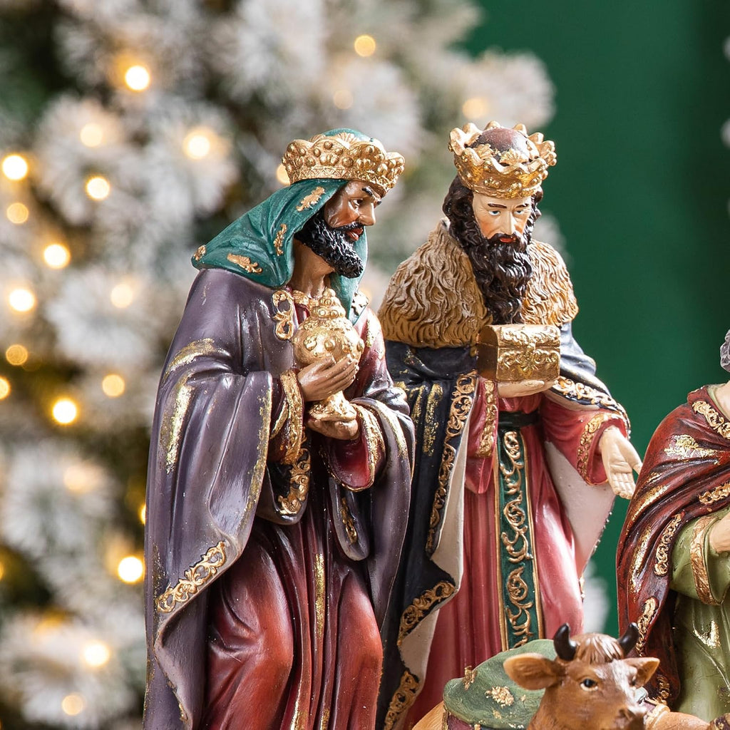 Nativity Set nacimiento de Jesus para Navidad Sets of 12 Nativity Figurines Sets for Christmas Indoor 10" H, Resin