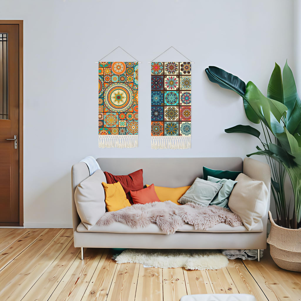 Mandala Boho Macrame Wall Hanging Tapestry Tapestries Vertical Art Fabric Decor Door Living Room Bohemian (Style A