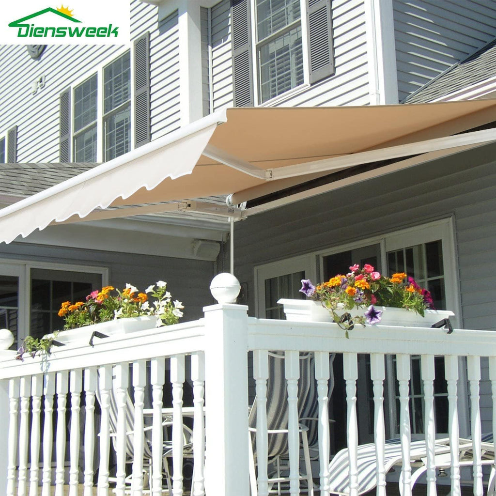 15'x10' Patio Awning Retractable Fully Assembled Manual Commercial Grade - Quality 100% 280G Ployester Window Door