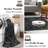 Wonnitar Moroccan Washable Rug 4x6, Black Boho Living Room Area Rug