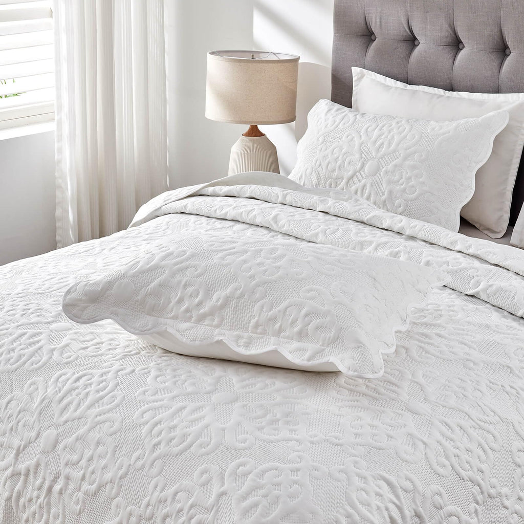 Oversized King Bedspreads 128x120 Pure White