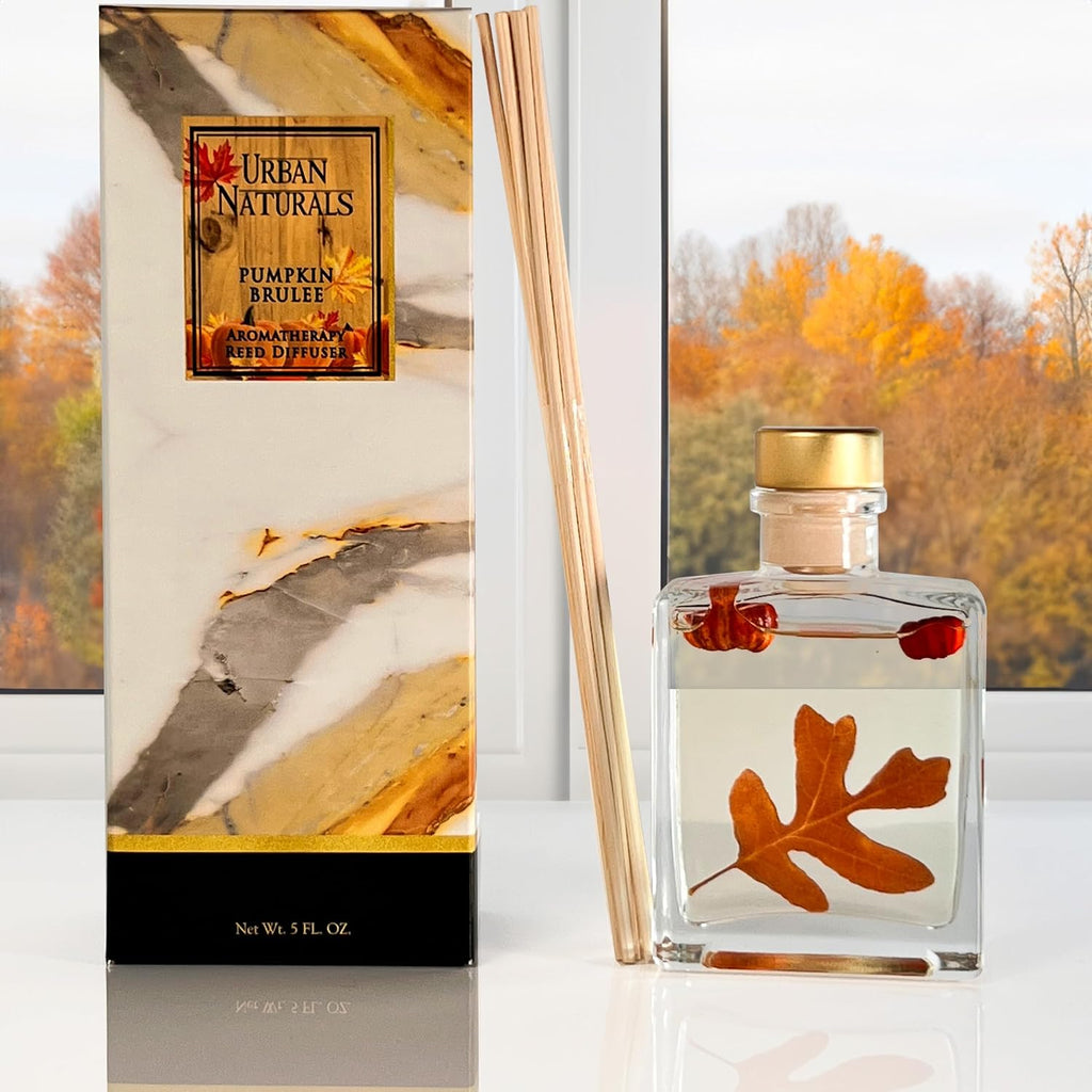 Reed Diffuser Set, Pumpkin Brulee - Bathroom Shelf Décor - Set of 5