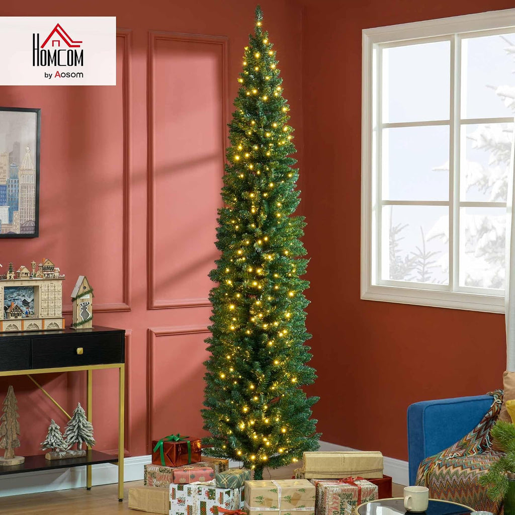 Noble Fir Artificial Pencil Christmas Tree Prelit 8' Green
