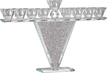 Crystal Glass Hanukkah , Modern Style Oil and Candle for Chanukah, Fits Standard Chanukah Oil Cups and Large Candles