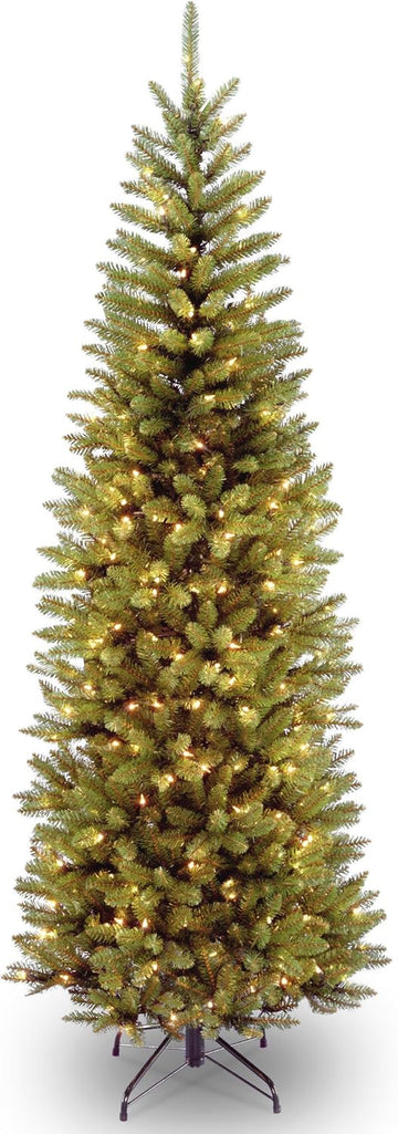 Tree Company 7ft Pre-Lit Kingswood Fir Slim Christmas Tree | 300 Clear Lights, 892 Tips, Includes Stand, Artificial