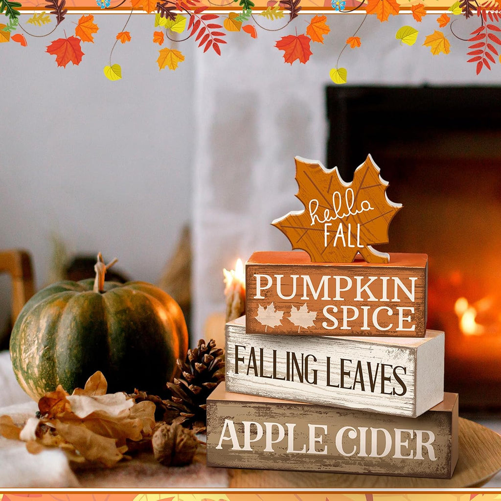 Fall Decor Wooden Maple Leaf Decoration Thanksgiving Decor - Set of 4