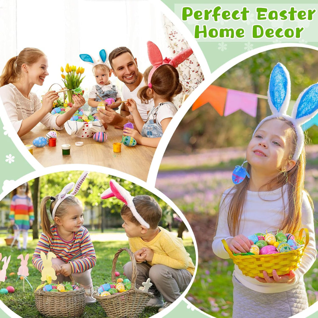 Easter Tree Ornaments, Hanging Plastic Easter Eggs Party Decorations for Basket Party Home Outdoor Garden - Set of 30