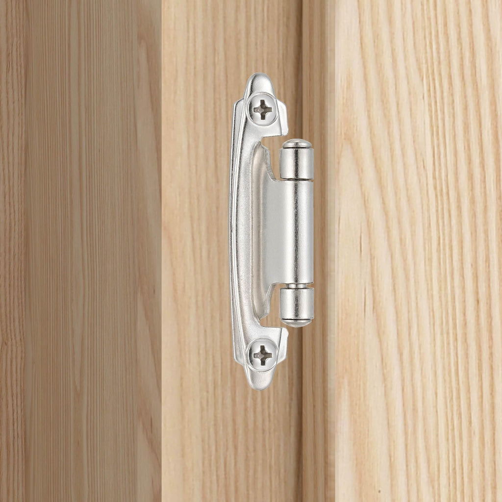 Brushed Nickel Kitchen Cabinet Hinges, 3/8" Inset, 10 Pack