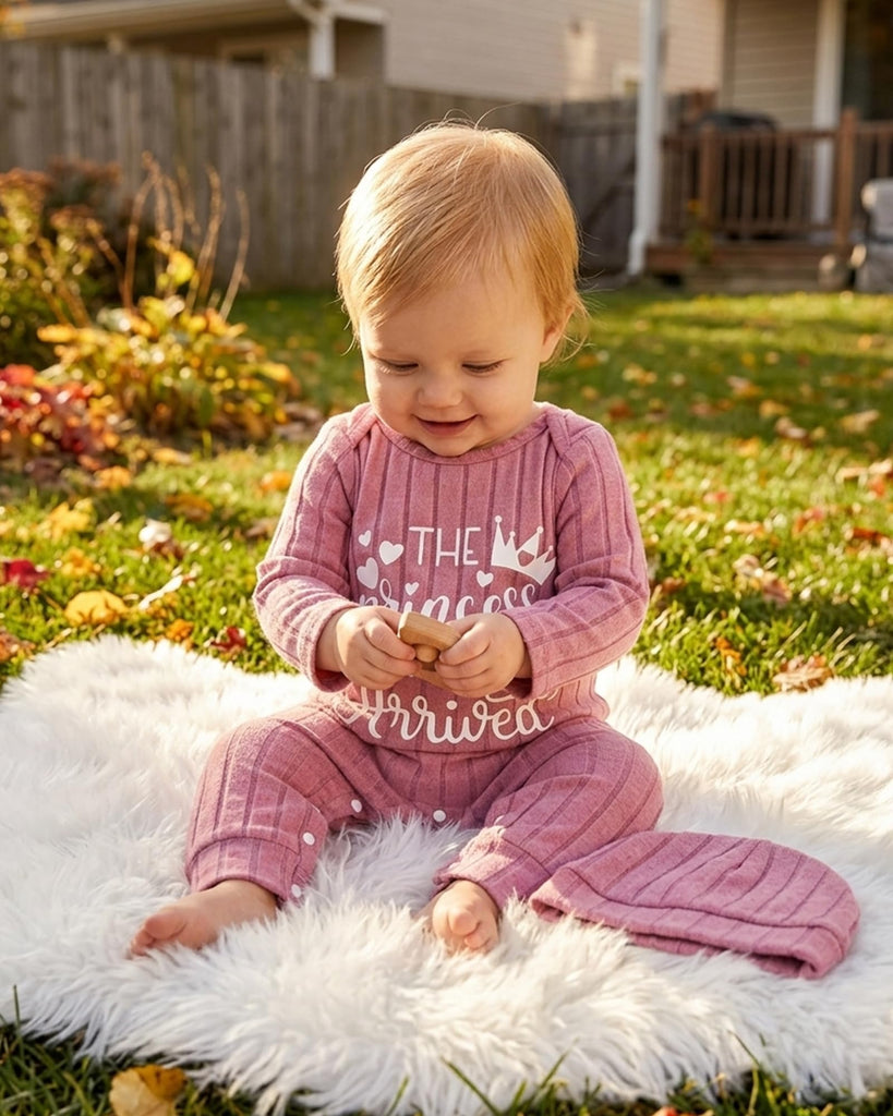 Newborn Girl Clothes Baby Coming Home Outfit Fall Winter Infant Sets Pink Ribbed Romper The Princess Has Arrived