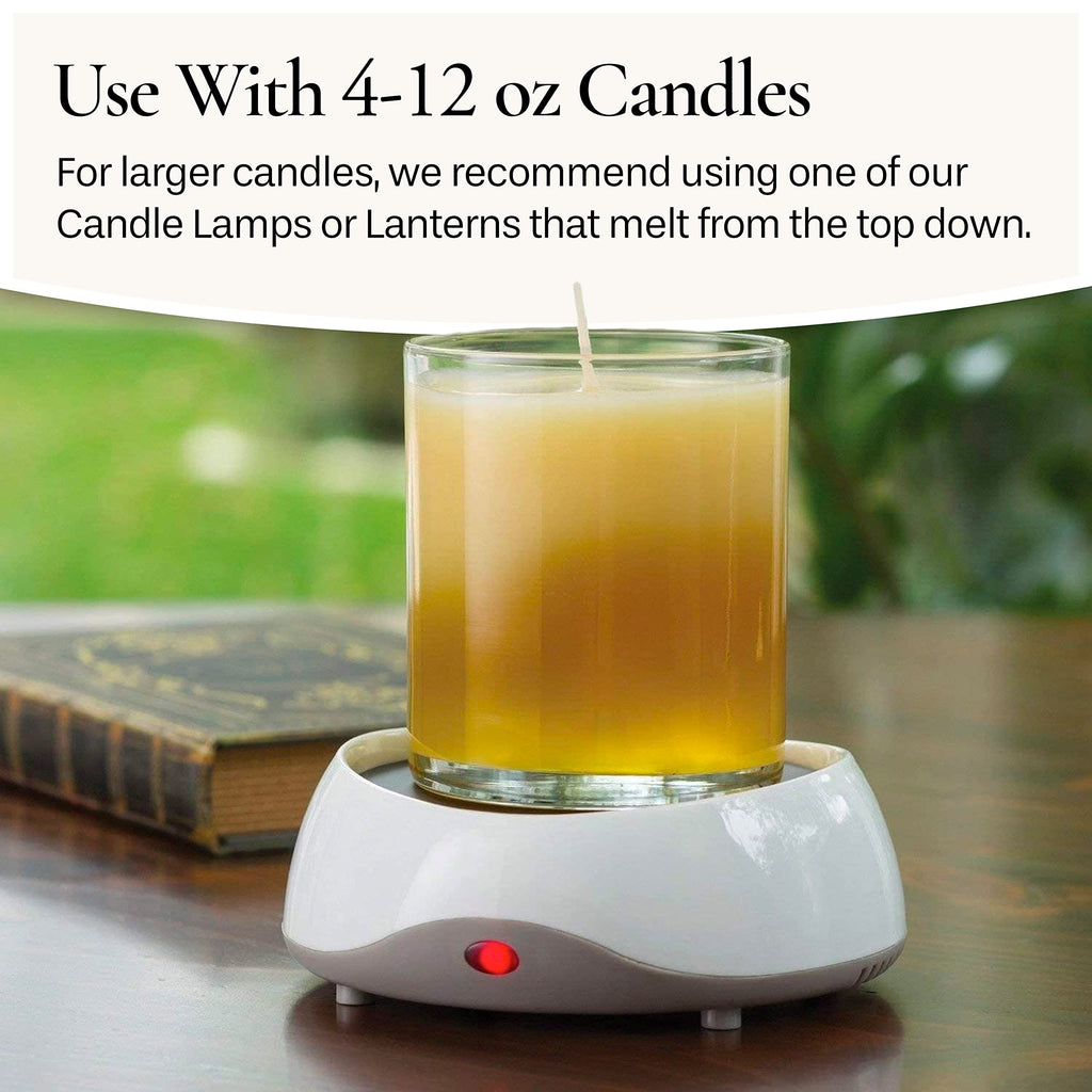 Auto Shutoff Candle Warmer Plate (White, Plug-in) - Modern Candle Wax Warmer with 8-Hour Timer