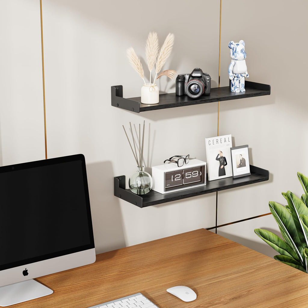Floating Shelves for Wall, Shelves for Decor Storage, 3Pcs 16'', Black